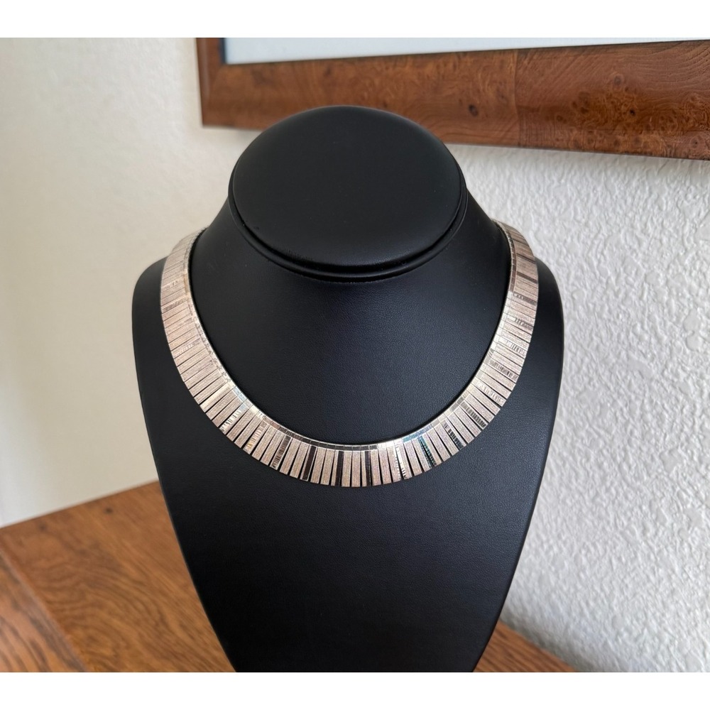 Vintage Sterling Silver Cleopatra Style Choker Necklace Made In Italy 925 Collar